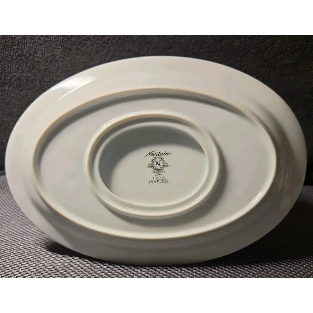 Noritake Naples 6975 Pattern Gravy Boat with Attached Underplate